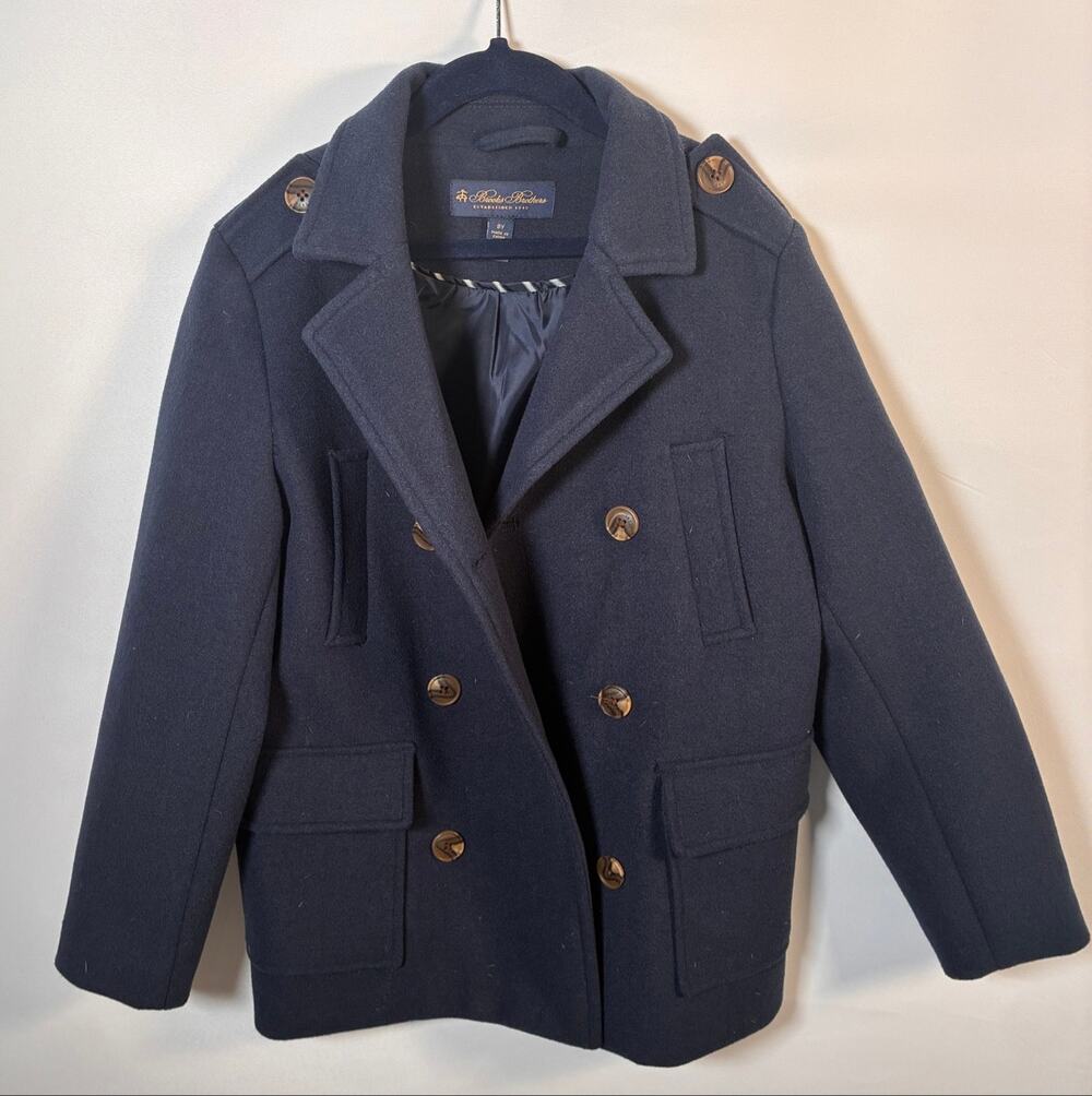 Brooks Brothers Boys Navy Double Breasted Peacoat Coat Size 8Y